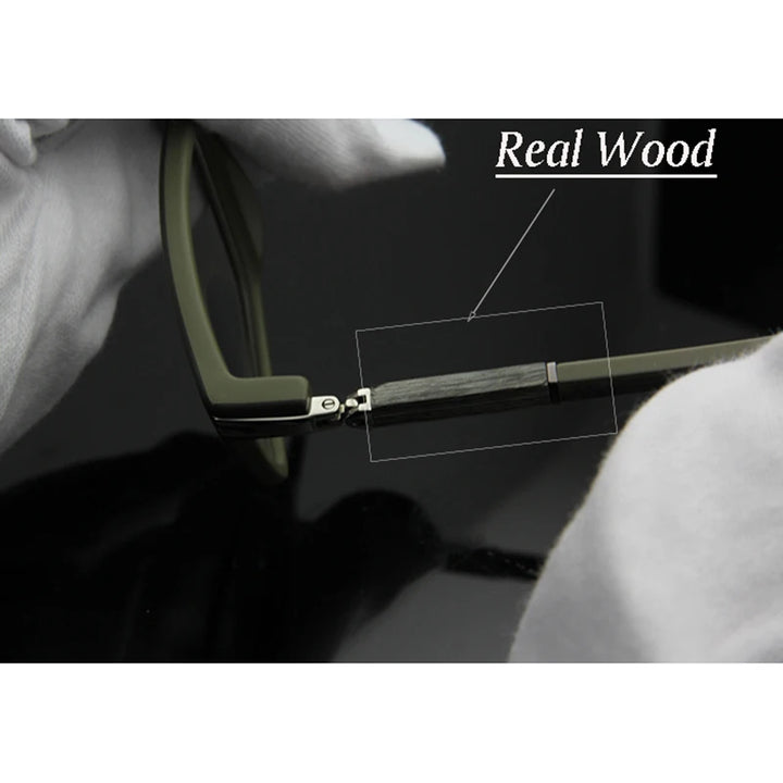 Esnbie Unisex Full Rim Square Acetate Wood Glass Eyeglasses 6350 Full Rim Esnbie