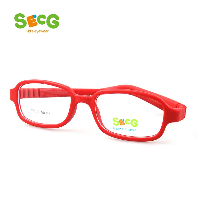 Secg Unisex Children's Full Rim Square Tr 90 Titanium Eyeglasses 18819 Full Rim Secg