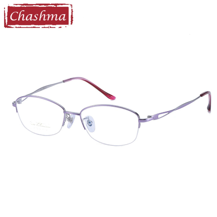 Chashma Ottica Women's Semi Rim Oval Titanium Eyeglasses 40662 Semi Rim Chashma Ottica PURPLE