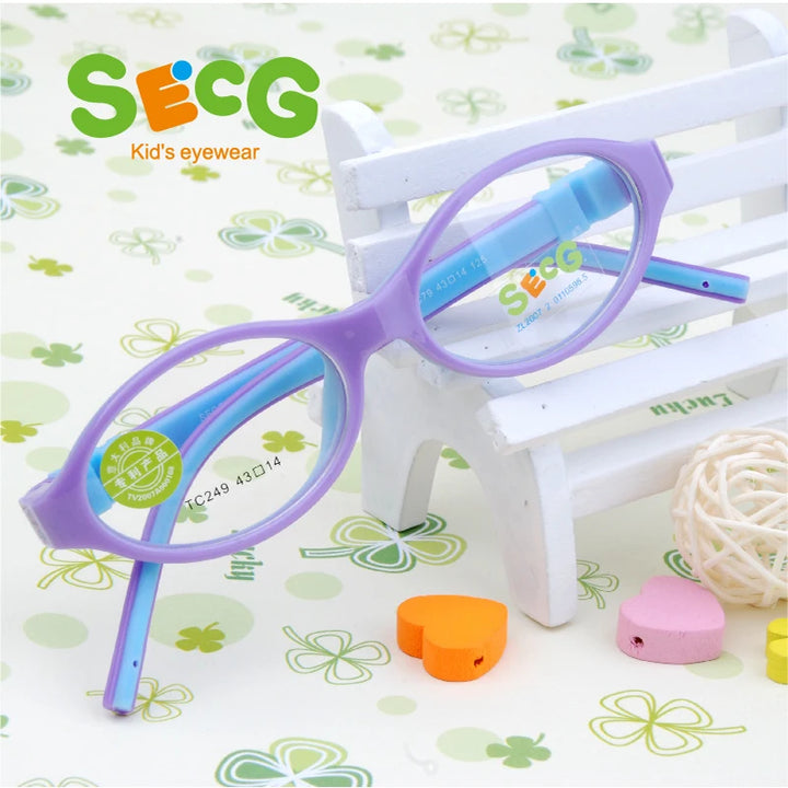 Secg Unisex Children's Ful Rim Oval Tr 90 Silicone Eyeglasses 3249 Full Rim Secg