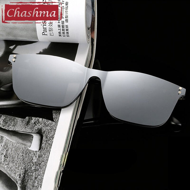 Chashma Unisex Full Rim Square Tr 90 Titanium Eyeglasses With Polarized Clip On Sunglasses 2286 With Clip Ons Chashma