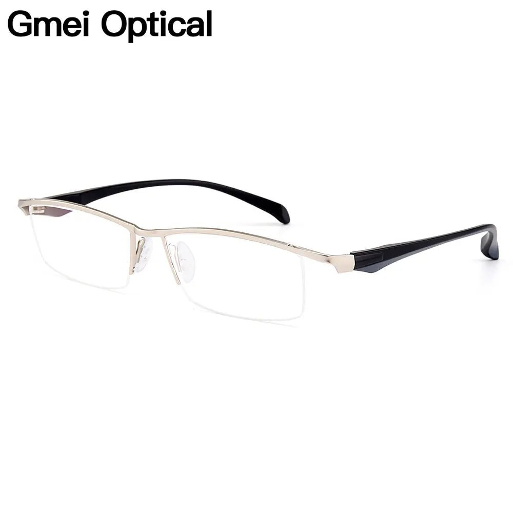 Gmei Men's Semi Rim Square Brow Line Tr 90 Alloy Eyeglasses 68011