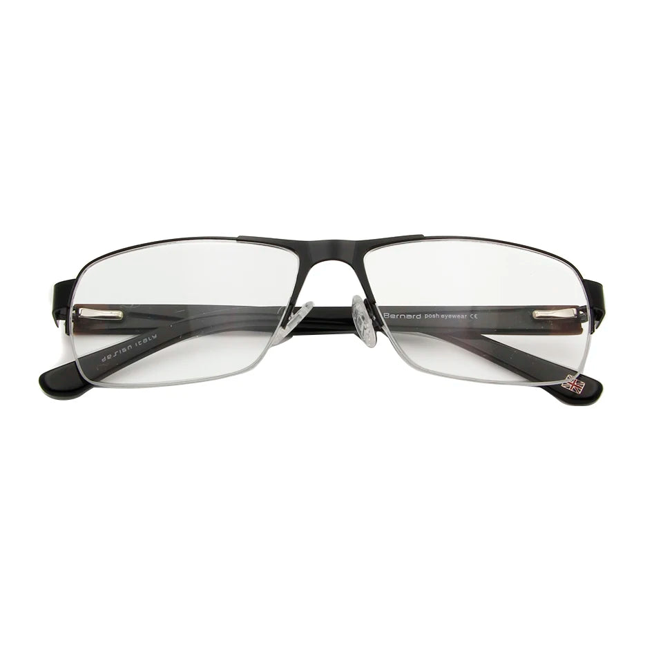 Esnbie Unisex Semi Rim Rectangle Alloy Eyeglasses 9170 Semi Rim Esnbie