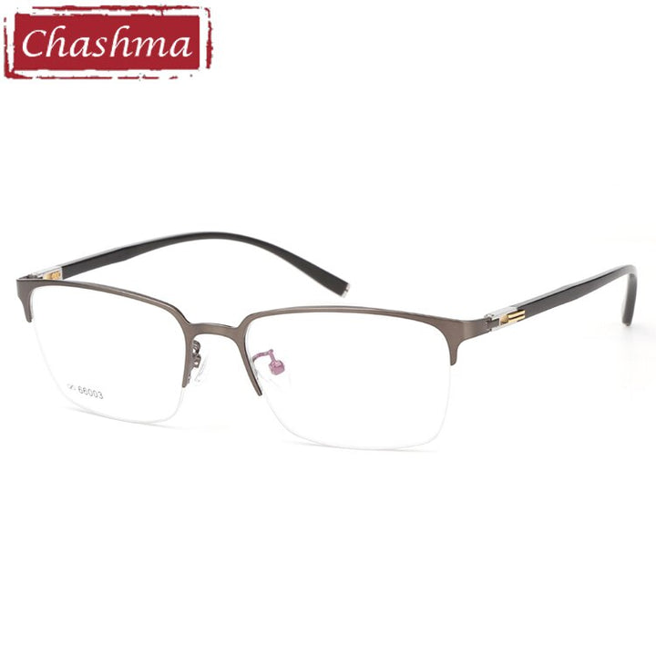Chashma Men's Semi Rim Square Alloy Eyeglasses 66003 Semi Rim Chashma Gray  