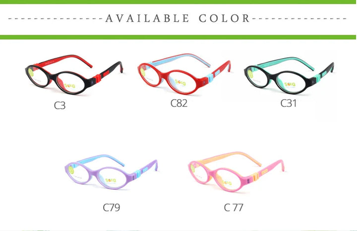 Secg Unisex Children's Ful Rim Oval Tr 90 Silicone Eyeglasses 3249 Full Rim Secg
