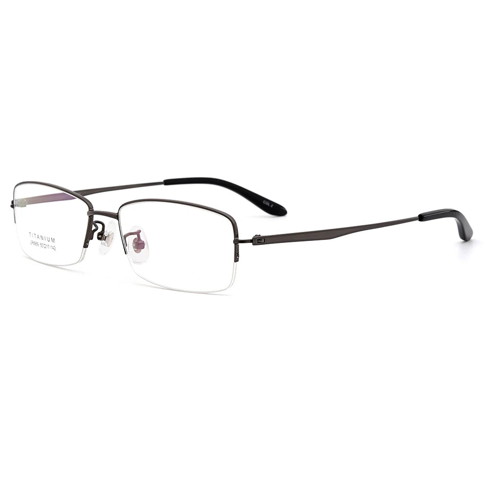 Gmei Men's Semi Rim Square Titanium Eyeglasses 68969