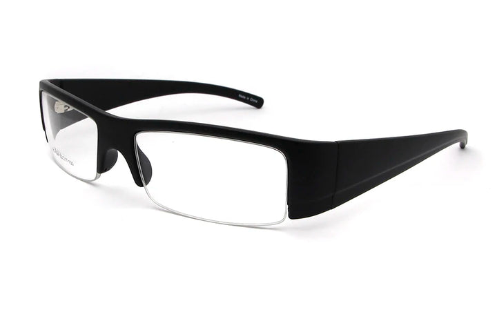 Esnbie Men's Semi Rim Thick Tr 90 Titanium Eyeglasses 4004 Semi Rim Esnbie Matte Black