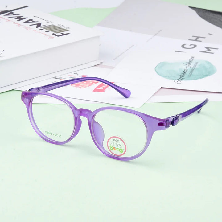 Secgs Unisex Children's Full Rim Round Tr 90 Silicone Eyeglasses 36003 Full Rim Secg purple