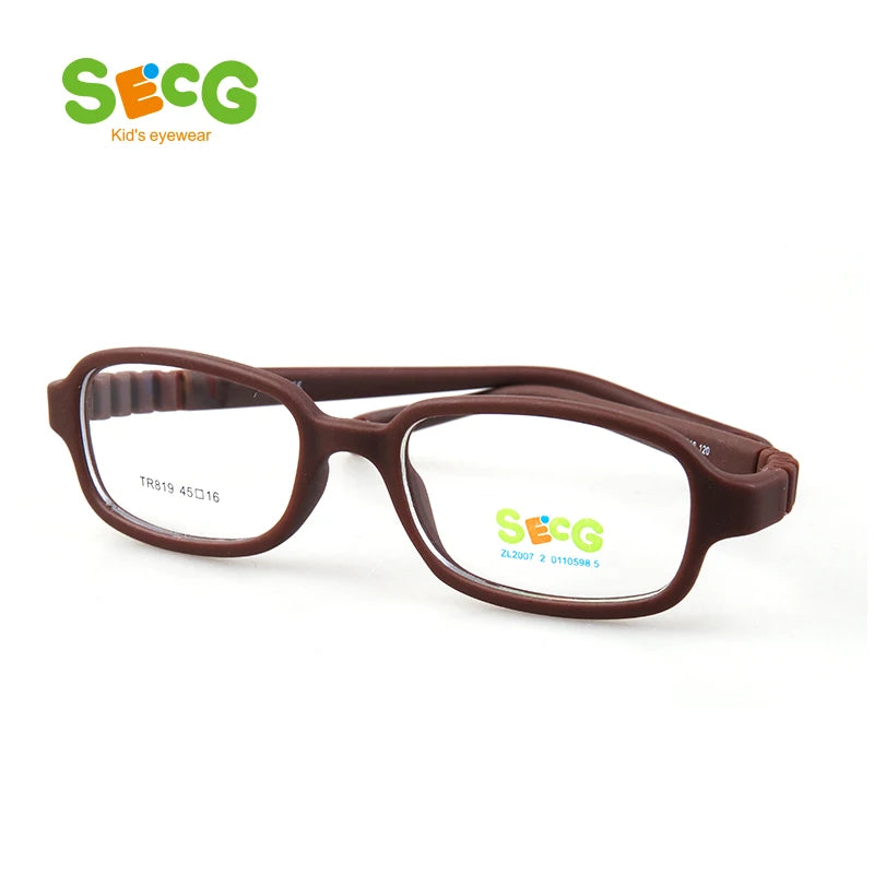 Secg Unisex Children's Full Rim Square Tr 90 Titanium Eyeglasses 18819 Full Rim Secg