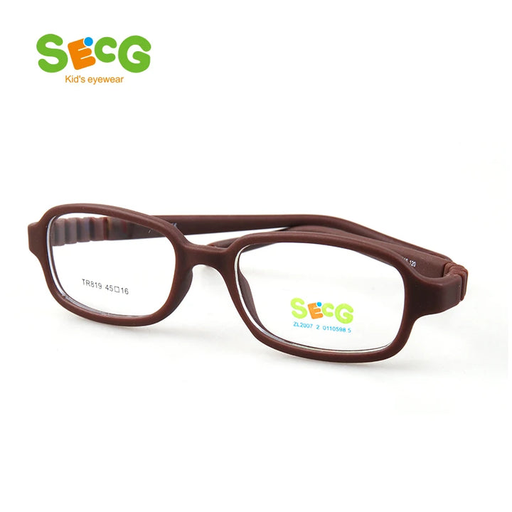 Secg Unisex Children's Full Rim Square Tr 90 Titanium Eyeglasses 18819 Full Rim Secg