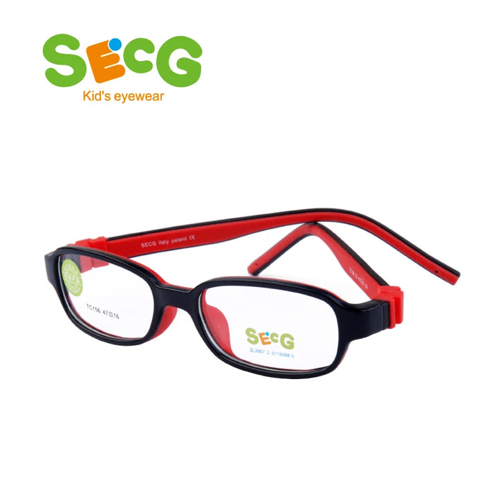 Secg Unisex Children's Full Rim Square Tr 90 Silicone Eyeglasses 20156 Full Rim Secg