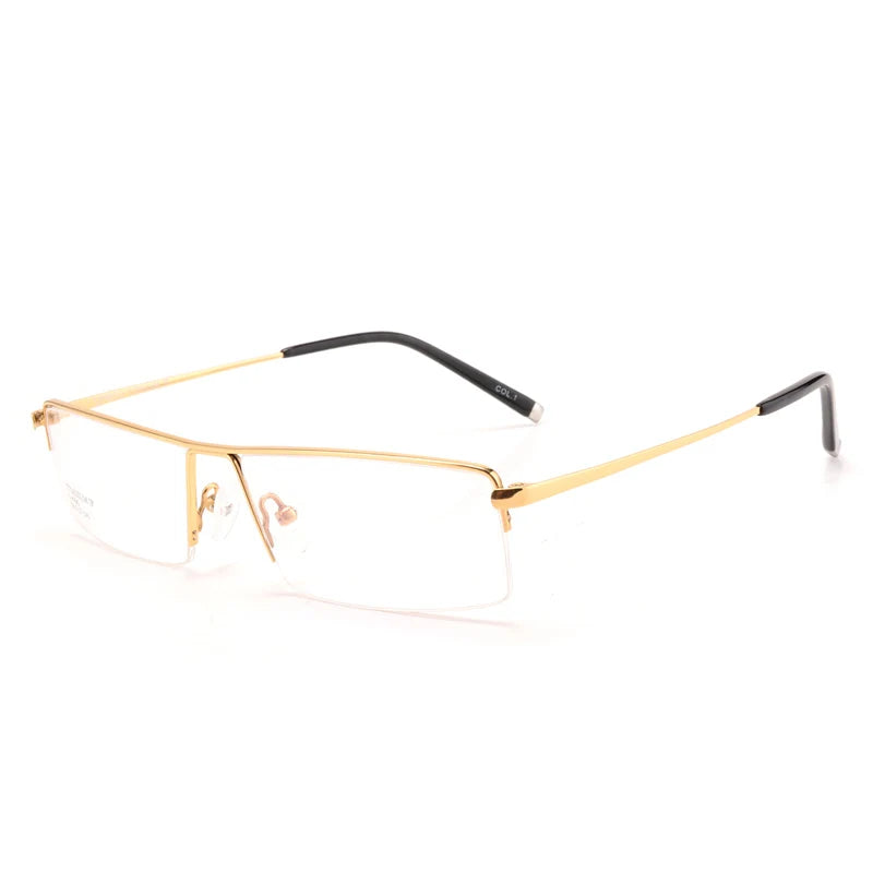 Reven Jate Men's Semi Rim Square Titanium Eyeglasses 68095