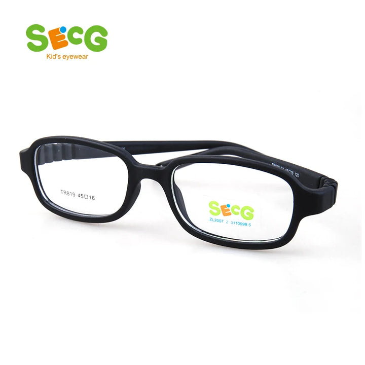 Secg Unisex Children's Full Rim Square Tr 90 Titanium Eyeglasses 18819 Full Rim Secg