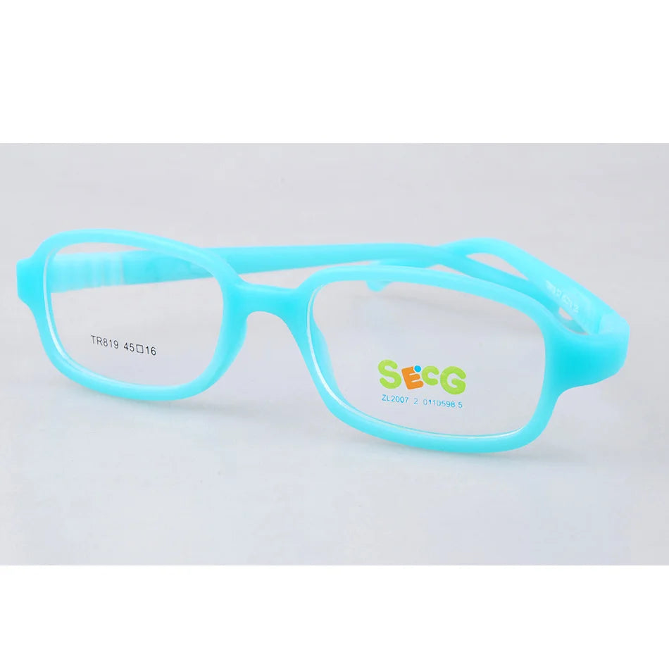 Secg Unisex Children's Full Rim Square Tr 90 Titanium Eyeglasses 18819 Full Rim Secg C7