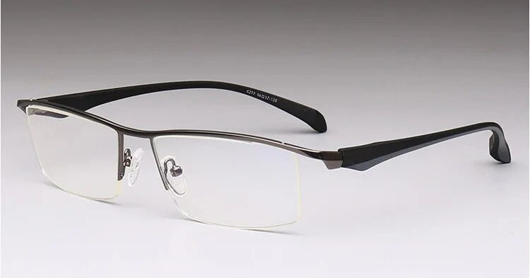 Men's Anti Blue Light Half Rim Eyeglasses Titanium Acetate Frames Semi Rim Brightzone Grey  