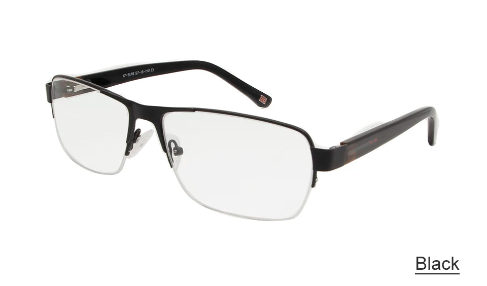 Esnbie Unisex Semi Rim Rectangle Alloy Eyeglasses 9170 Semi Rim Esnbie men glasses bk