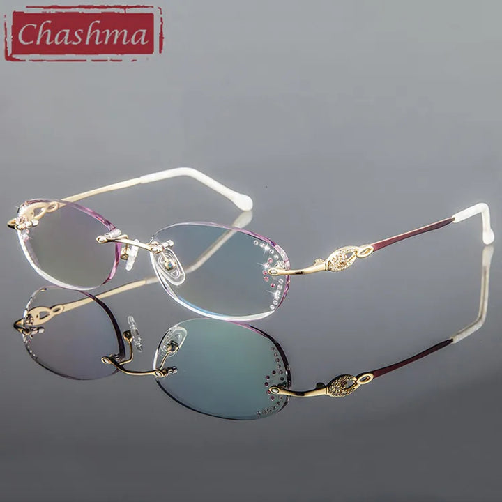 Chashma Women's Rimless Oval Square Titanium Eyeglasses 30894