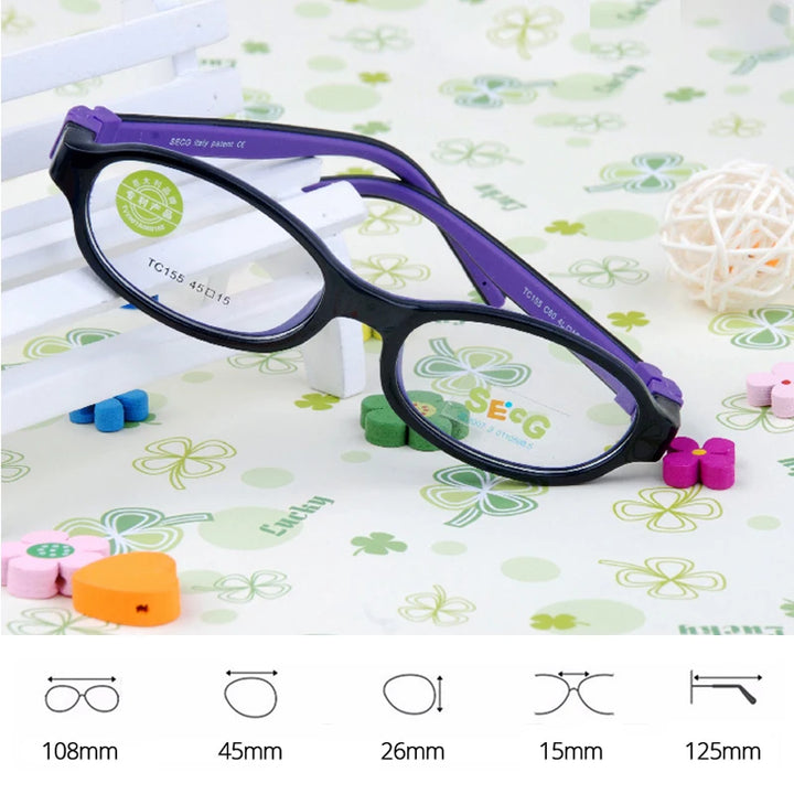 Secg Unisex Children's Full Rim Oval Silicone Tr 90 Eyeglasses 3155 Full Rim Secg