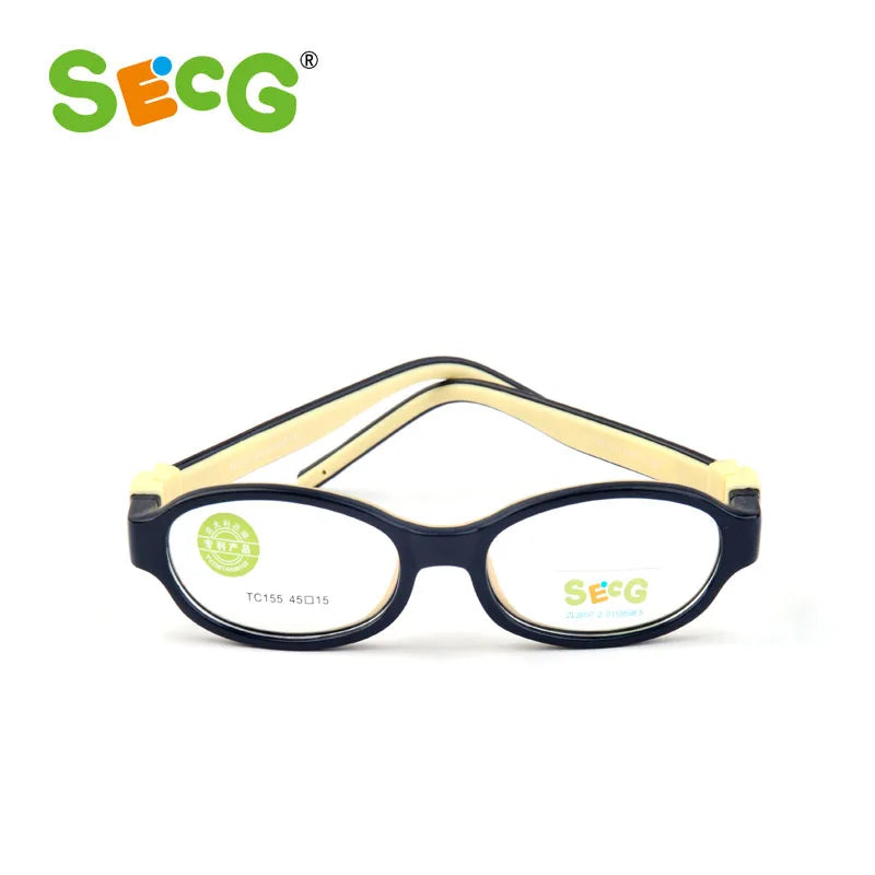 Secg Unisex Children's Full Rim Oval Silicone Tr 90 Eyeglasses 3155 Full Rim Secg Black And Yellow