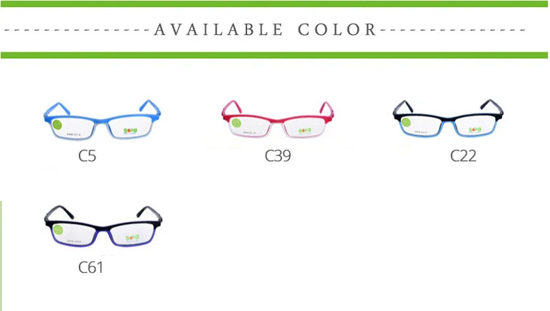 Secg Unisex Children's Full Rim Square Silicone Tr 90 Eyeglasses Full Rim Secg