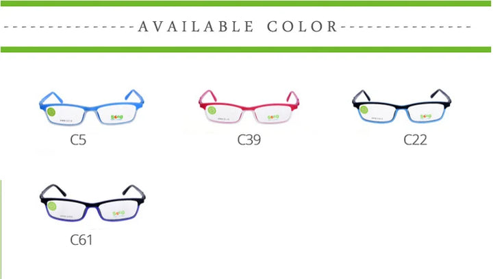 Secg Unisex Children's Full Rim Square Silicone Tr 90 Eyeglasses Full Rim Secg