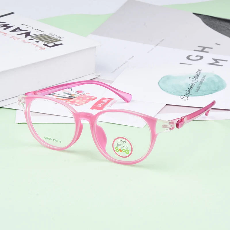 Secgs Unisex Children's Full Rim Round Tr 90 Silicone Eyeglasses 36003 Full Rim Secg pink