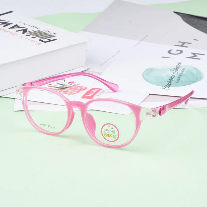 Secgs Unisex Children's Full Rim Round Tr 90 Silicone Eyeglasses 36003 Full Rim Secg pink