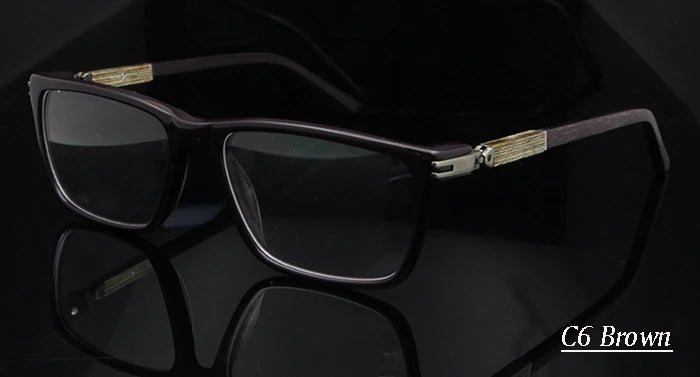 Esnbie Unisex Full Rim Square Acetate Wood Glass Eyeglasses 6350 Full Rim Esnbie glass frame brownc6
