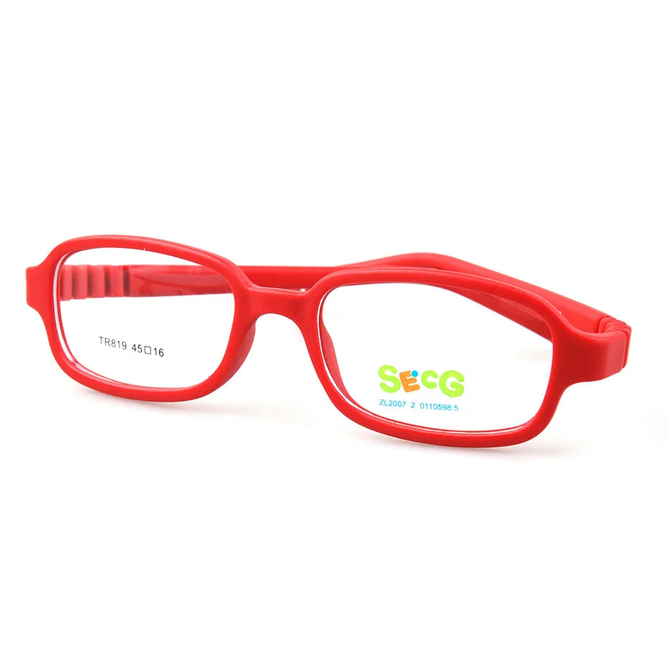 Secg Unisex Children's Full Rim Square Tr 90 Titanium Eyeglasses 18819 Full Rim Secg C8