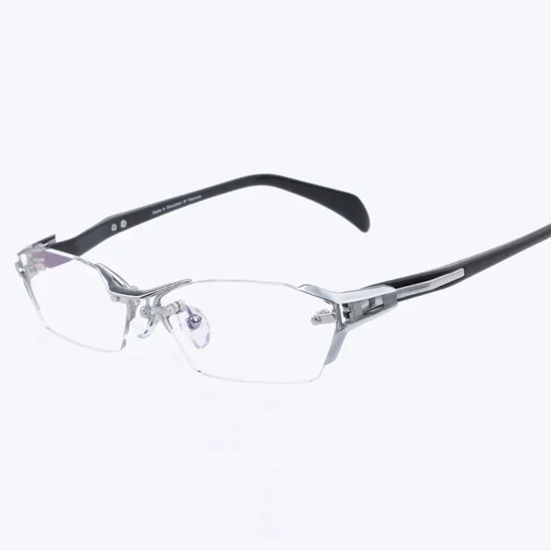 Reven Jate Women's Semi Rim Polygon Square Steel Eyeglasses 71174