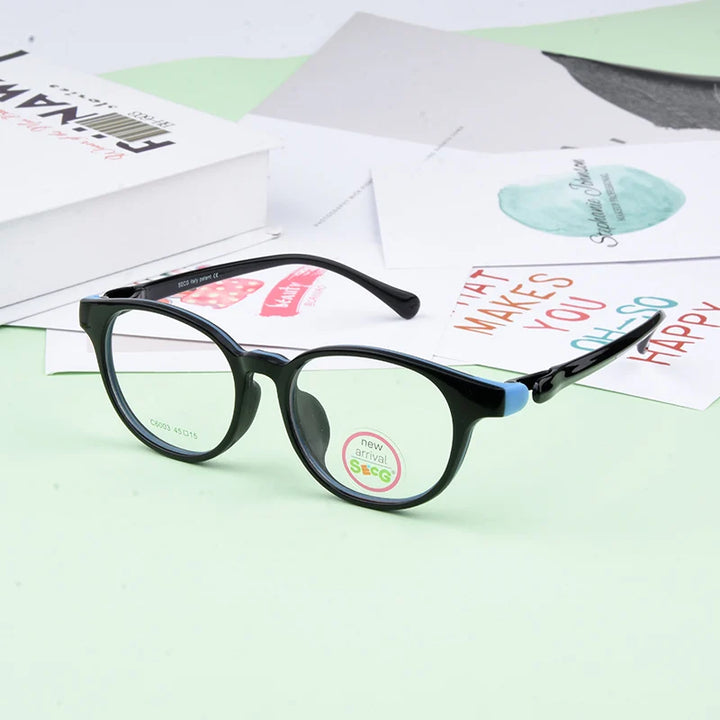 Secgs Unisex Children's Full Rim Round Tr 90 Silicone Eyeglasses 36003 Full Rim Secg