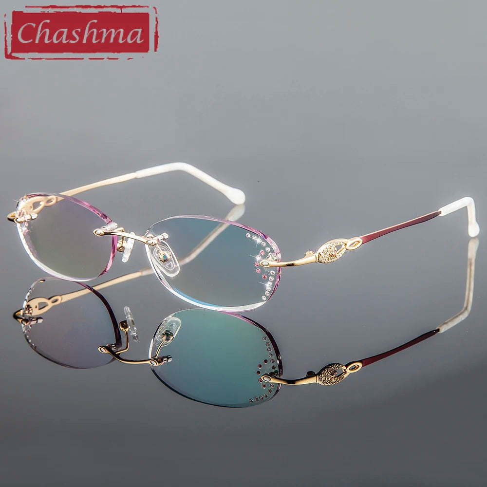 Chashma Women's Rimless Oval Square Titanium Eyeglasses 30894