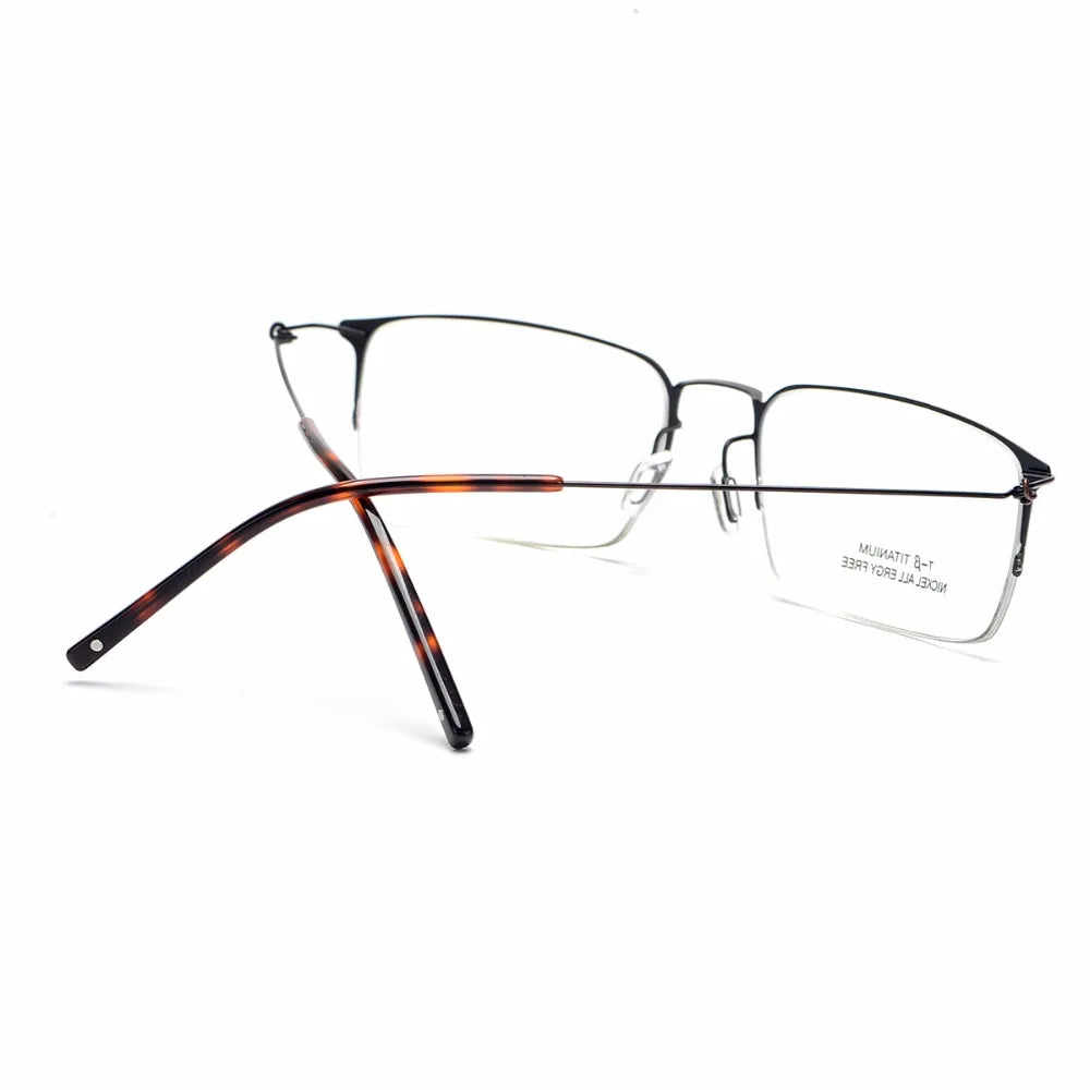 Aimee Men's Semi Rim Square Titanium Eyeglasses 1655 Semi Rim Aimee