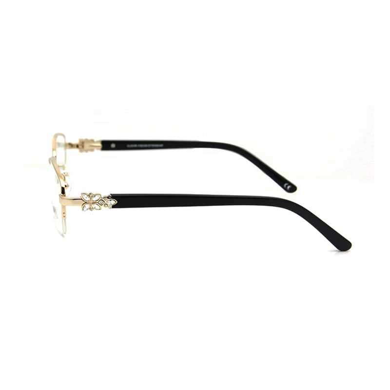 Esnbie Women's Semi Rim Square Stainless Steel Acetate Eyeglasses 3517 Semi Rim Esnbie