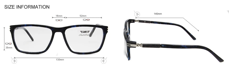 Esnbie Unisex Full Rim Square Acetate Wood Glass Eyeglasses 6350 Full Rim Esnbie
