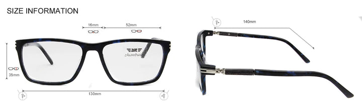 Esnbie Unisex Full Rim Square Acetate Wood Glass Eyeglasses 6350 Full Rim Esnbie