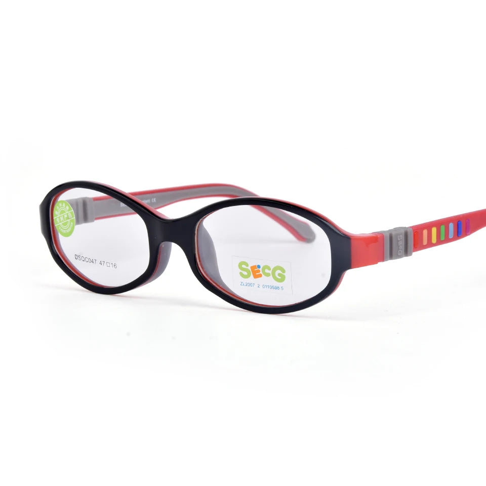 Secg Unisex Children's Full Rim Oval Tr 90 Silicone Eyeglasses 3047 Full Rim Secg C3