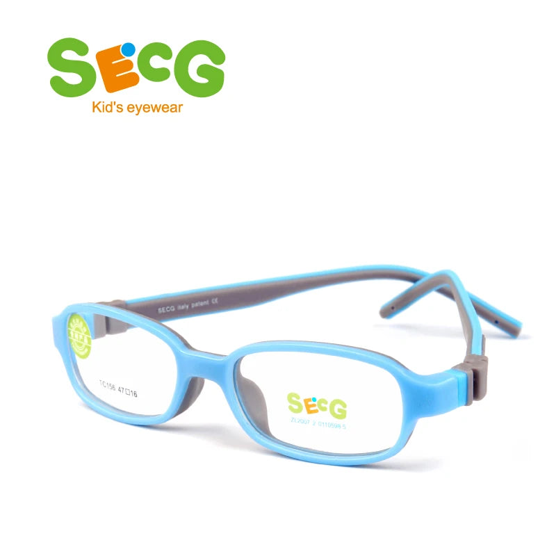 Secg Unisex Children's Full Rim Square Tr 90 Silicone Eyeglasses 20156 Full Rim Secg