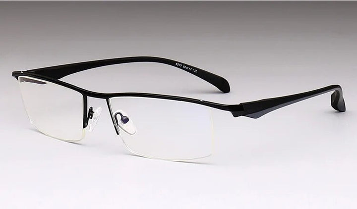 Men's Anti Blue Light Half Rim Eyeglasses Titanium Acetate Frames Semi Rim Brightzone Black  