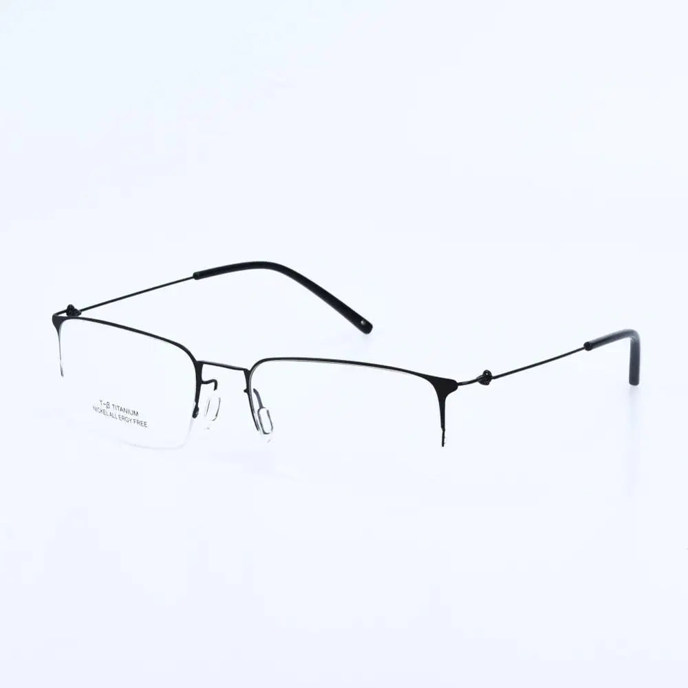 Aimee Men's Semi Rim Square Titanium Eyeglasses 1655 Semi Rim Aimee Black color