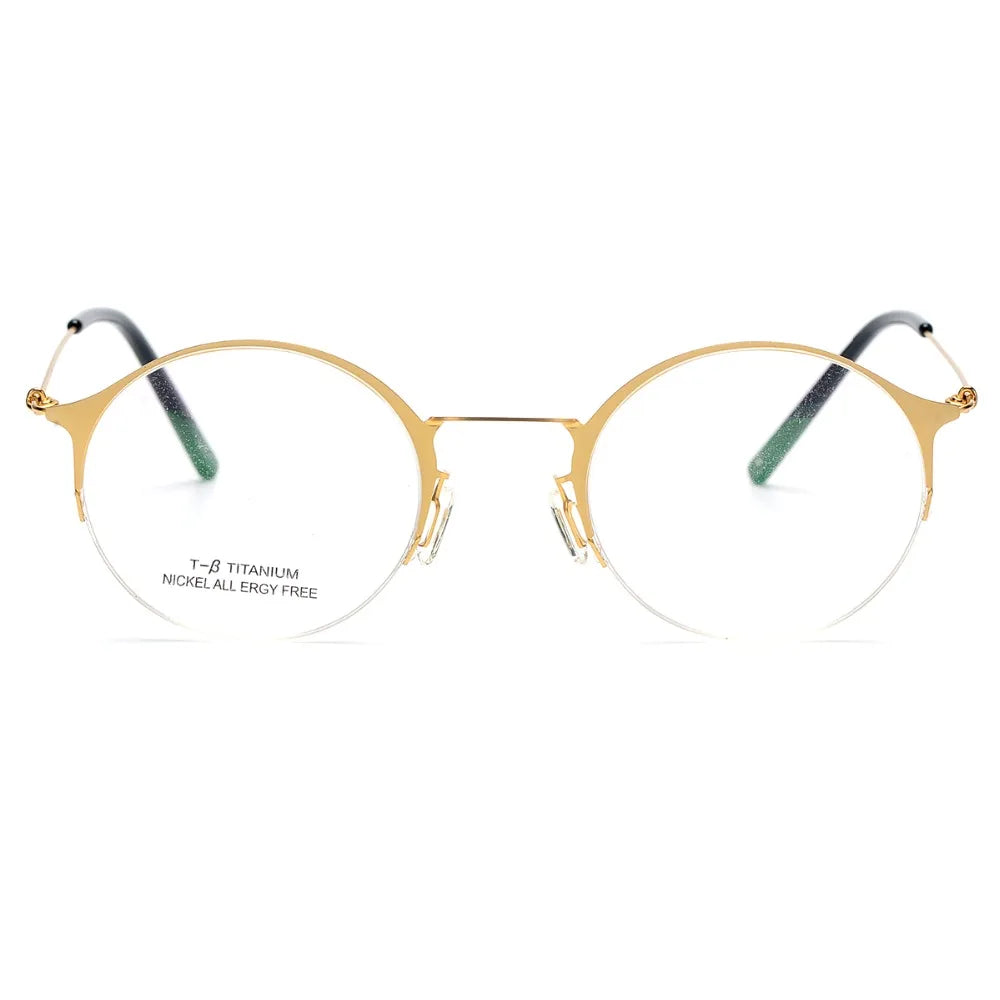Aimee Unisex Semi Rim Round Alloy Eyeglasses 1850 Semi Rim Aimee