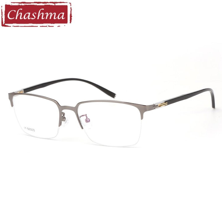 Chashma Men's Semi Rim Square Alloy Eyeglasses 66003 Semi Rim Chashma Light Gray  