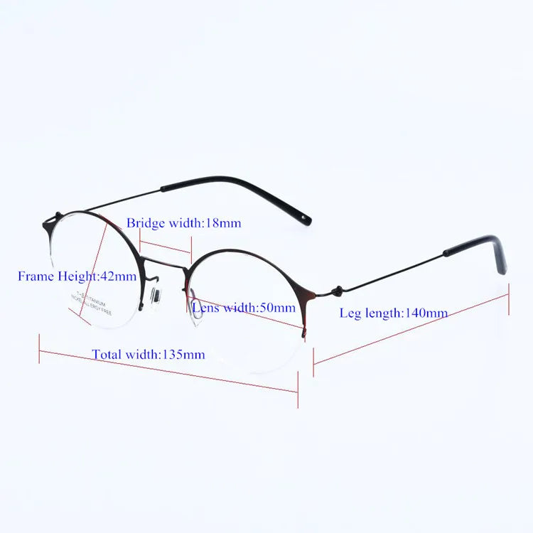 Aimee Unisex Semi Rim Round Alloy Eyeglasses 1850 Semi Rim Aimee