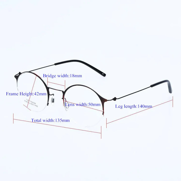 Aimee Unisex Semi Rim Round Alloy Eyeglasses 1850 Semi Rim Aimee