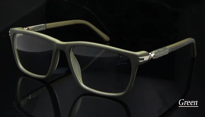Esnbie Unisex Full Rim Square Acetate Wood Glass Eyeglasses 6350 Full Rim Esnbie glass frame Green