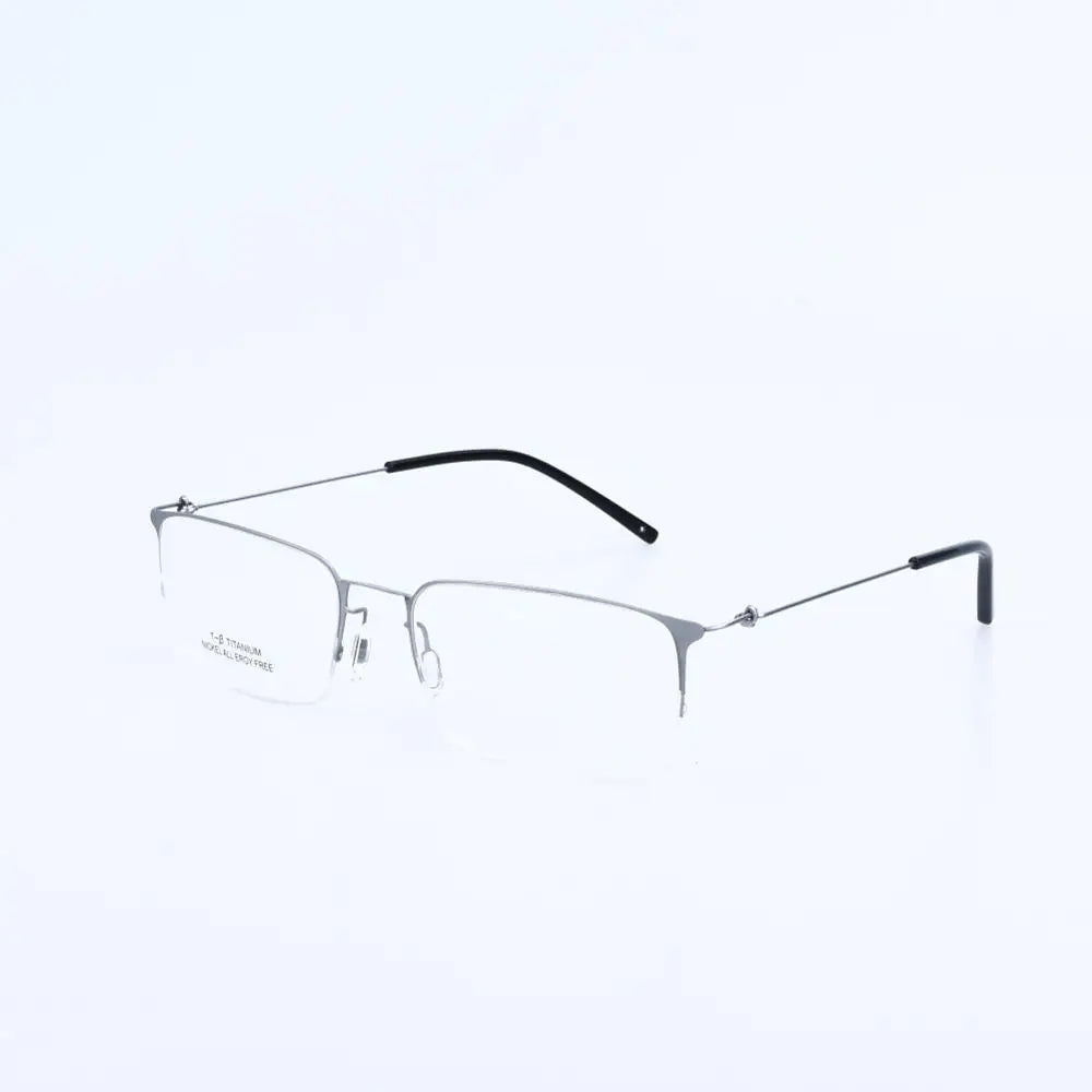 Aimee Men's Semi Rim Square Titanium Eyeglasses 1655 Semi Rim Aimee Silver color