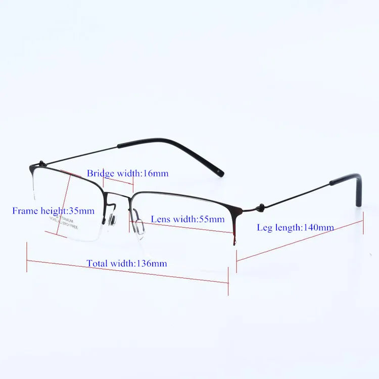 Aimee Men's Semi Rim Square Titanium Eyeglasses 1655 Semi Rim Aimee
