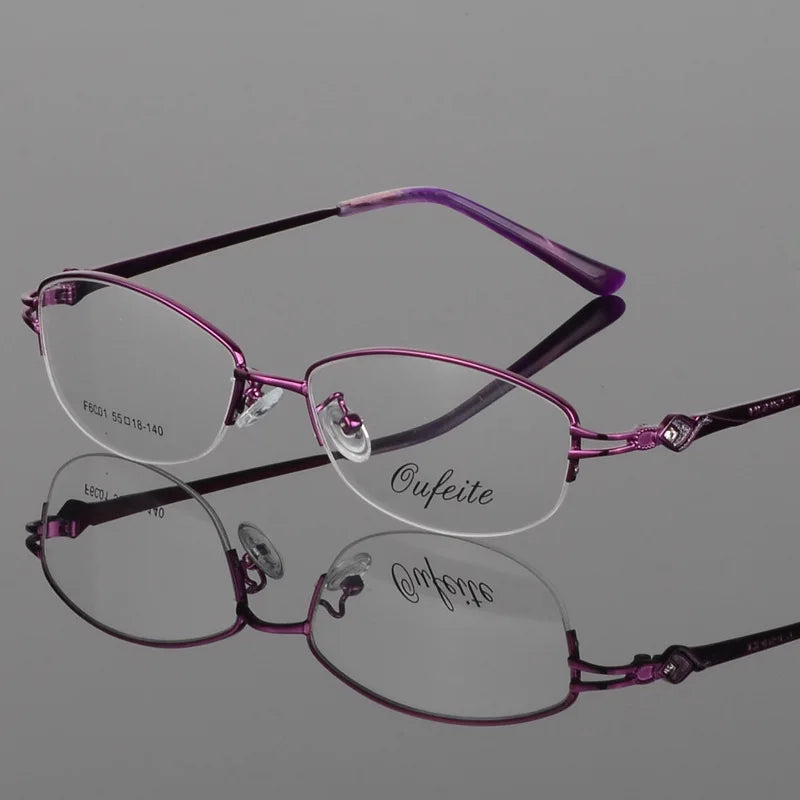 Bclear Women's Semi Rim Oval Alloy Eyeglasses 66001 Semi Rim Bclear
