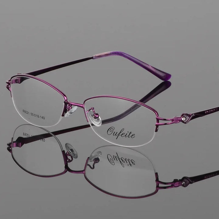 Bclear Women's Semi Rim Oval Alloy Eyeglasses 66001 Semi Rim Bclear