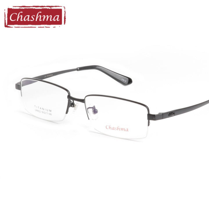 Chashma Men's Semi Rim Square Titanium Eyeglasses 8822 Semi Rim Chashma Black